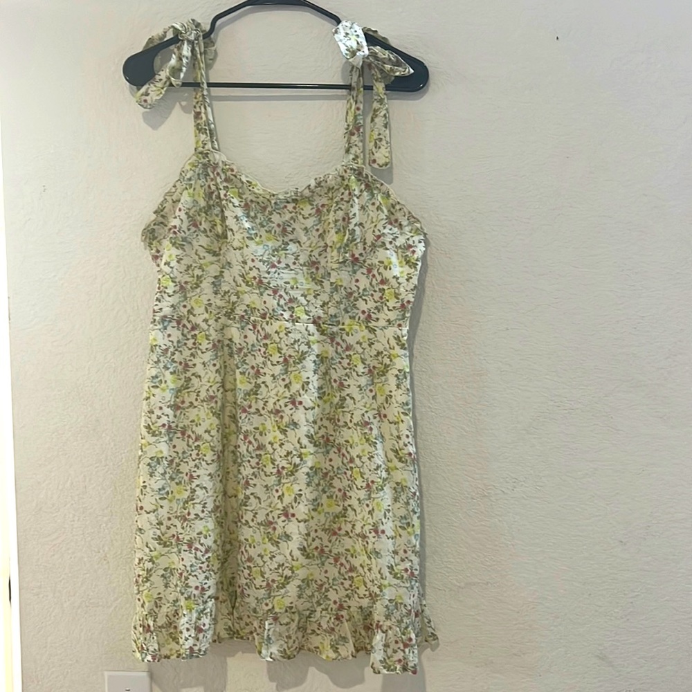 Wild Fable White Green Flowers Summer Dress Large